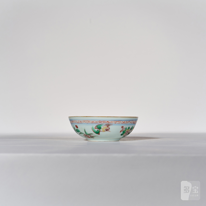 明万曆 五彩花鸟纹卧足杯 - 图3